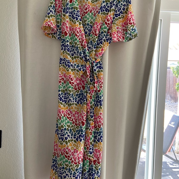 Never Fully Dressed Colorful Midi Wrap Dress - Picture 4 of 5
